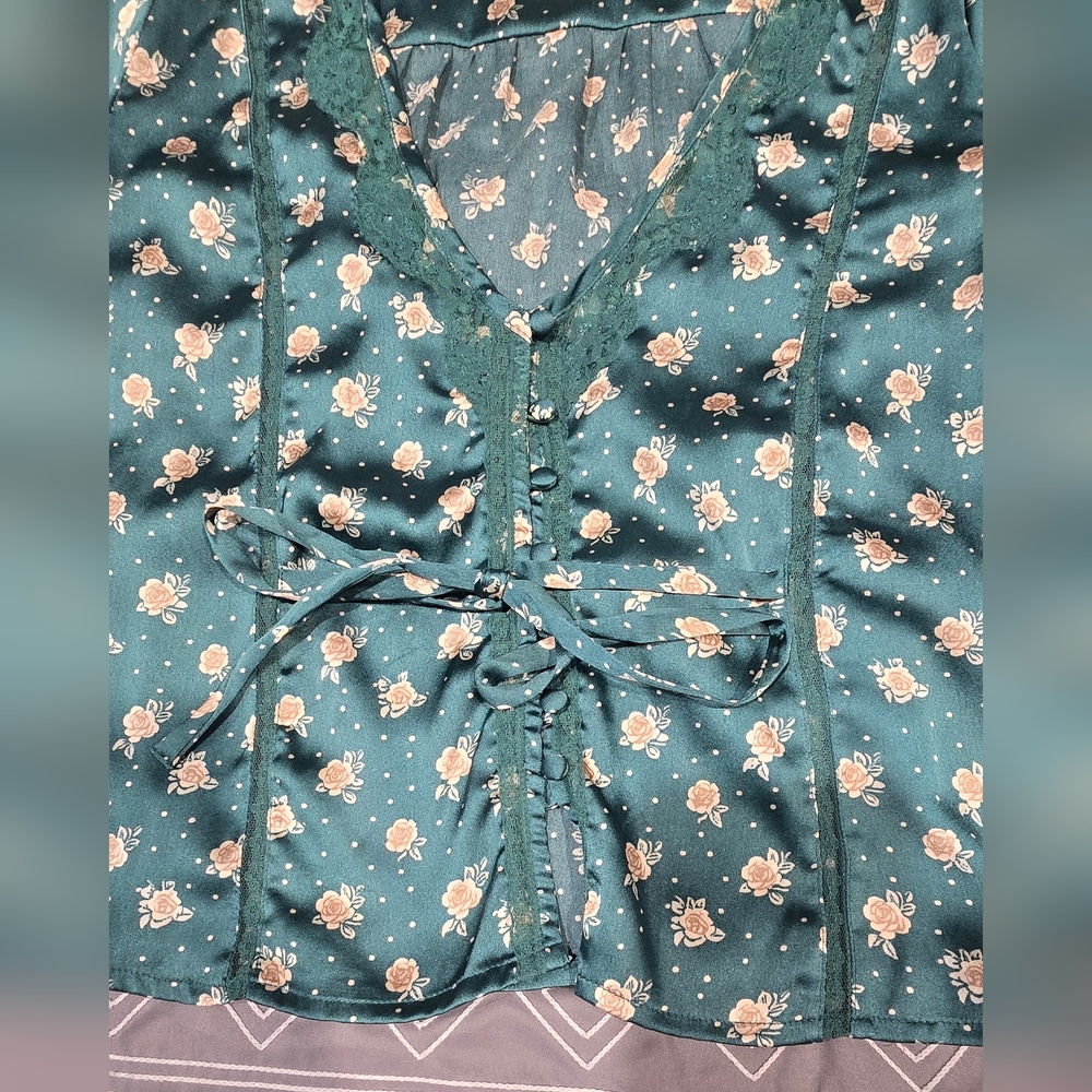 Free People Field Of Roses Satin & Lace Top Size XS - Picture 4 of 10